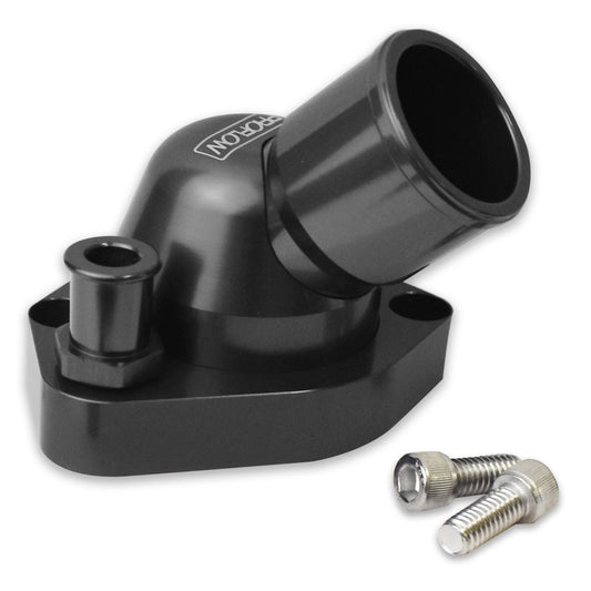 PFETH-804BK Proflow Water Neck, Billet Aluminium, Swivel Black Anodised, 45 Degree, SB For Ford 289-351W - SS Racetech Rods & Customs