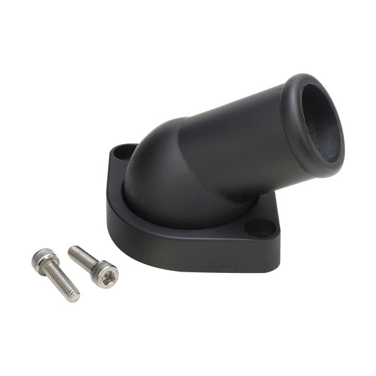 PFETH-R8937BK Proflow Water Neck, Thermostat Housing, Cast Aluminum, Black, 45 Degree, Swivel, Chev For Holden, LS, Each - SS Racetech Rods & Customs