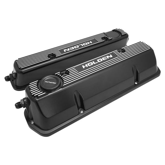 PFEVC-960-BK Proflow Aluminium Valve Covers, For Holden Commodore V8, VN-VT, Performance Style, Cast Aluminium, Black, Set - SS Racetech Rods & Customs