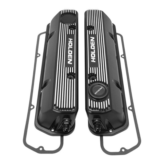 PFEVC-960-BK Proflow Aluminium Valve Covers, For Holden Commodore V8, VN-VT, Performance Style, Cast Aluminium, Black, Set - SS Racetech Rods & Customs