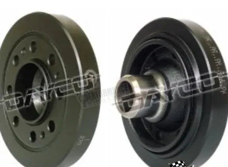 Two pulleys with a visible brand logo on a white background