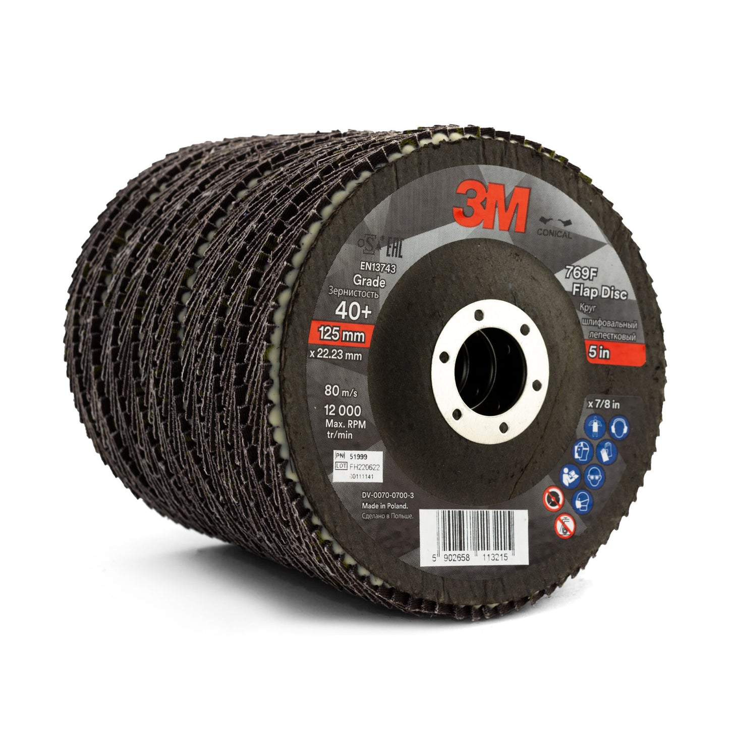 3M 125MM 5" 769F 40 GRIT FLAP DISC