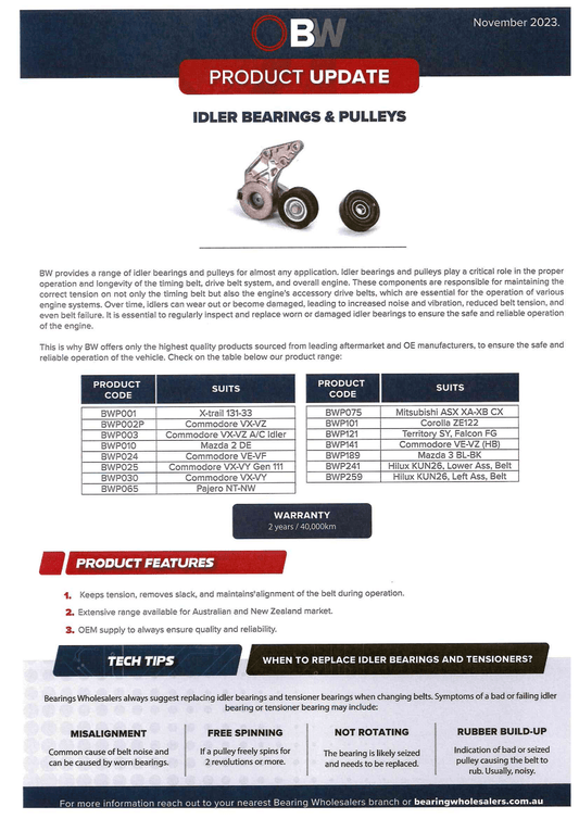 BW Drive Belt Tensioner Pulley - BWP240SS Racetech Rods & CustomsENGINE ACCESSORIES