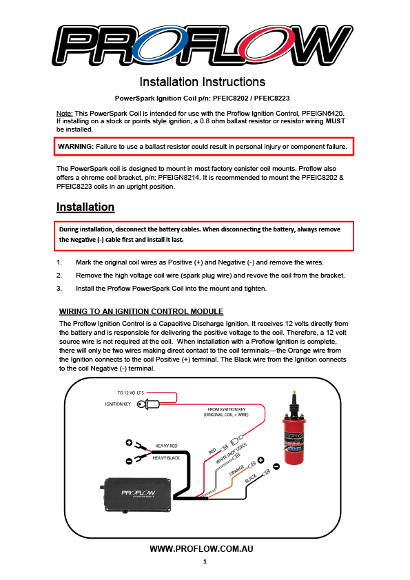 Proflow PowerSpark Ignition Coil 45,000V - Red Oil-Filled Canister (PFEIC8223)