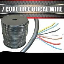 Spool of 7 core electrical wire with colored strands, branded as Huntsman Products.