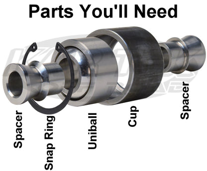 KTK9044 4130 Chromoly Uniball Cups For 1" Bore Uniballs 1-1/2" Tall 2-1/2" Outside Diameter