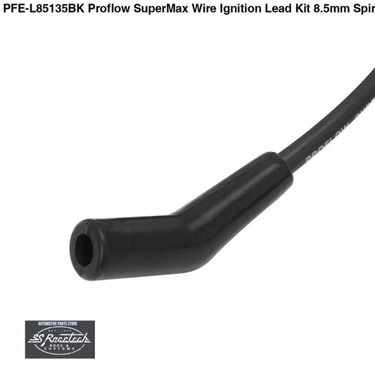 PFE-L85135BK Proflow SuperMax Wire, Ignition Lead Kit, 8.5mm Spiral Core, Black, 135 Deg Plug, Hei & Socket Cap, Universal, V8 with Separator Set - SS Racetech Rods & Customs