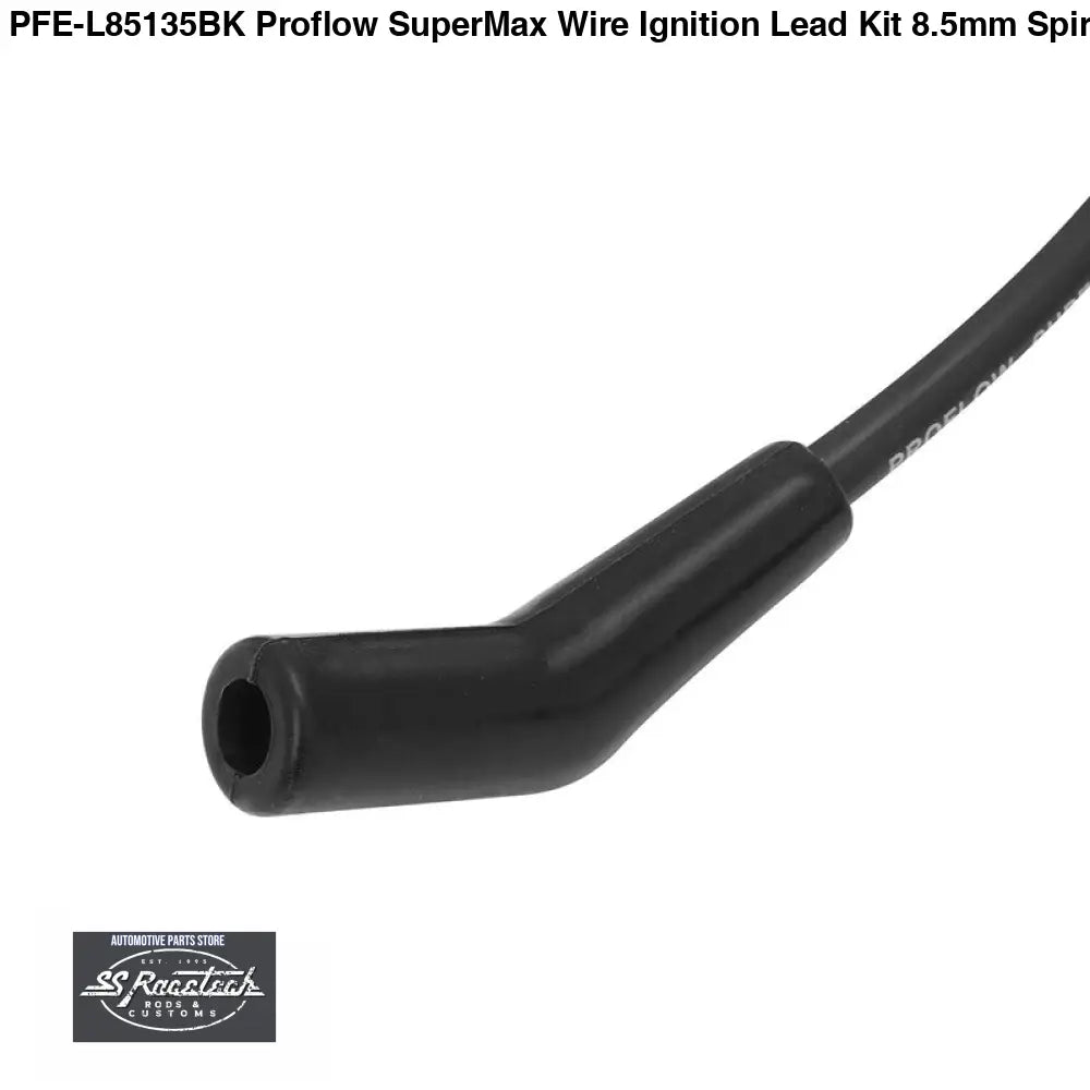PFE-L85135BK Proflow SuperMax Wire Ignition Lead Kit 8.5mm Spiral Core Black 135 Deg Plug Hei & Socket Cap Universal V8