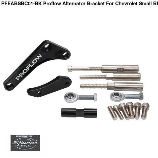 PFEABSBC01-BK Proflow Alternator Bracket For Chevrolet Small Block Drivers Side Long Water Pump Mid Mount Black