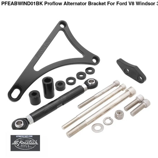 PFEABWIND01BK Proflow Alternator Bracket For Ford V8 Windsor 351W Drivers Side Mid Mount Polished Black ALTERNATOR’S &