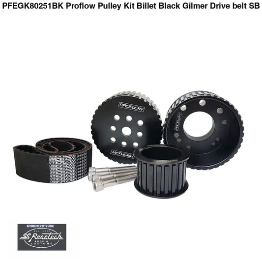 PFEGK80251BK Proflow Pulley Kit Billet Black Gilmer Drive belt SB For Chevrolet Short Water Pump ENGINE ACCESSORIES