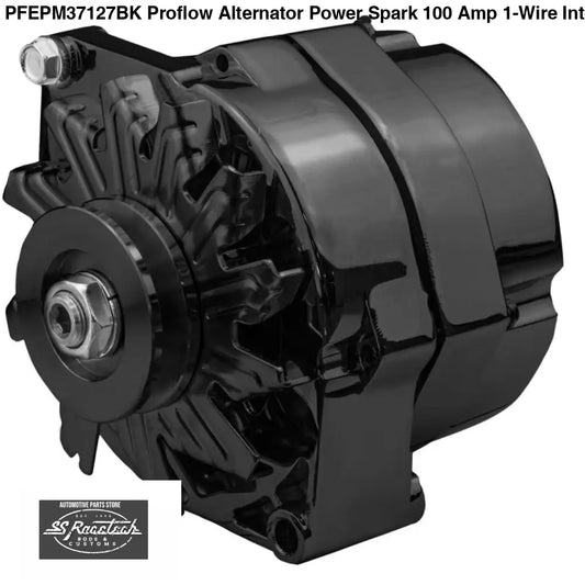 PFEPM37127BK Proflow Alternator Power Spark 100 Amp 1-Wire Internal Regulator Black Powder coat V-Belt Chev For Holden