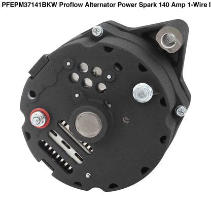  PFEPM37141BKW Proflow Alternator Power Spark, 140 Amp 1-Wire, Internal Regulator, Black Wrinkle, V-Belt, For Ford, Falcon, Each