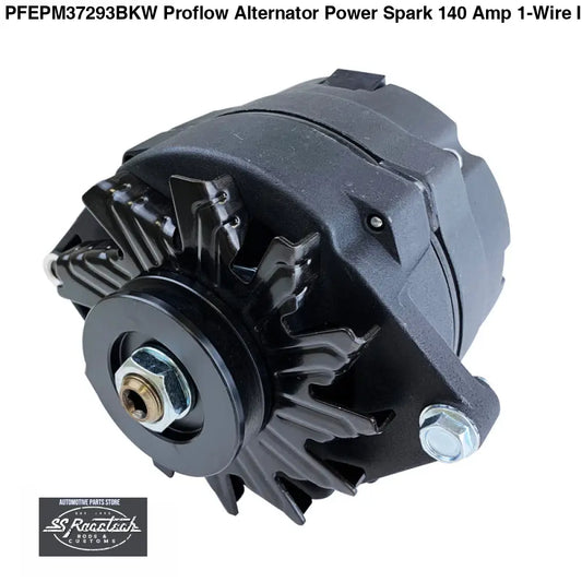 PFEPM37293BKW Proflow Alternator Power Spark 140 Amp 1-Wire Internal Regulator Black Wrinkle V-Belt Chev For Holden