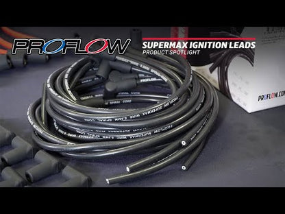 PFE-L85180R Proflow SuperMax Wire, Ignition Lead Kit, 8.5mm Spiral Core, Red, Straight Plug, Hei & Socket Cap, Universal, V8 with Separator Set