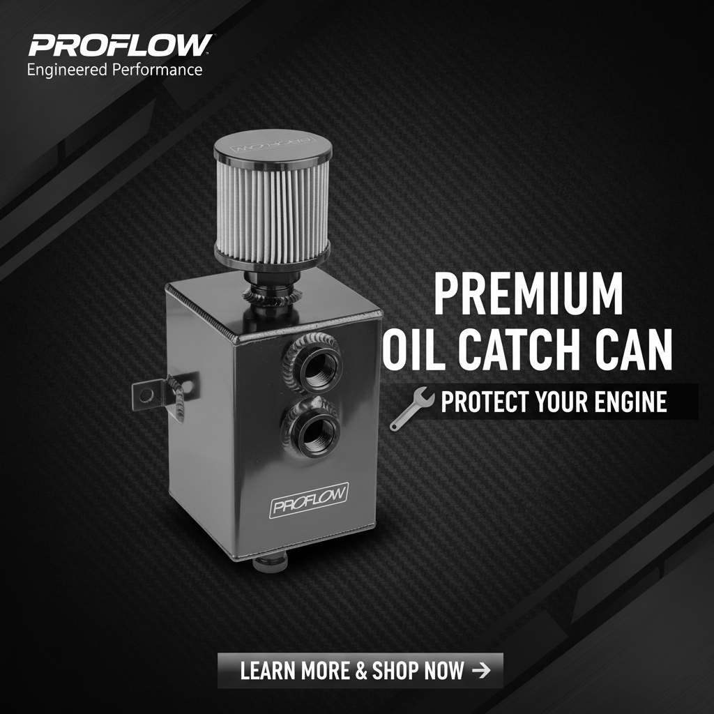 Proflow Oil Breather Catch Can - 3L Square Aluminium Black Filtered Universal | PFECC3-BK