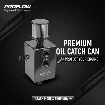 Proflow Oil Breather Catch Can - 3L Square Aluminium Black Filtered Universal | PFECC3-BK