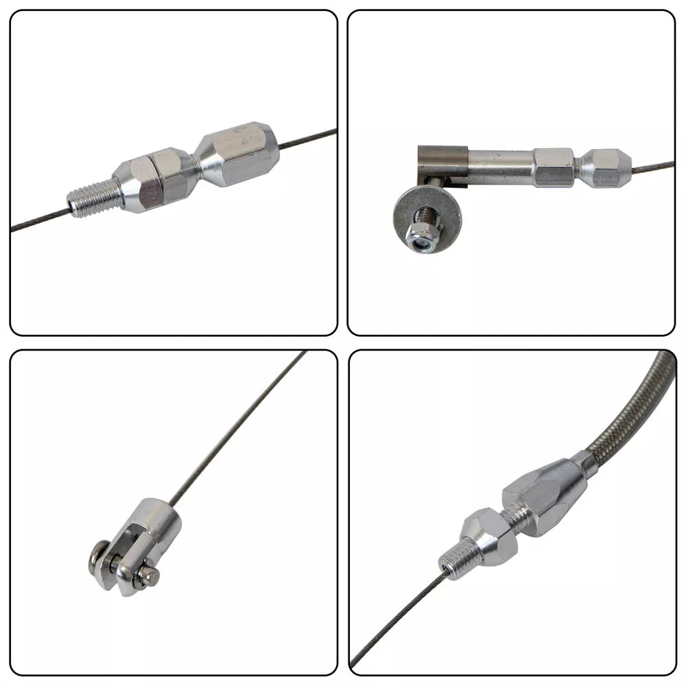 Billet Gas Pedal+ 24" Stainless Throttle Cable Bracket Spring Kit Hot Rod Black - 05ITD001CBK