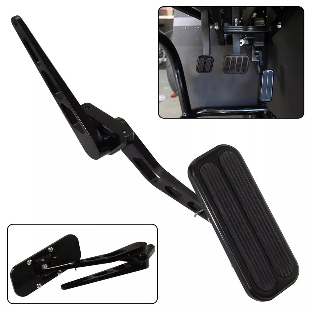 Billet Gas Pedal+ 24" Stainless Throttle Cable Bracket Spring Kit Hot Rod Black - 05ITD001CBK