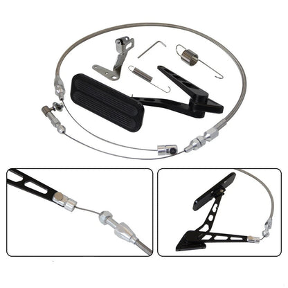 Billet Gas Pedal Kit with 24" Throttle Cable - Black Aluminium Hot Rod (05ITD001CBK) by SS Racetech Rods & Customs