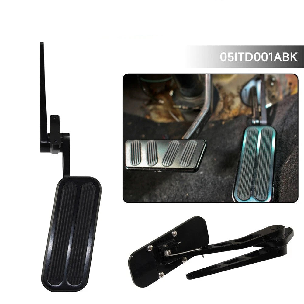 Universal Black Steel Billet Aluminum Gas Throttle Pedal Kit with Rubber Insert -05ITD001ABK by SS Racetech Rods & Customs