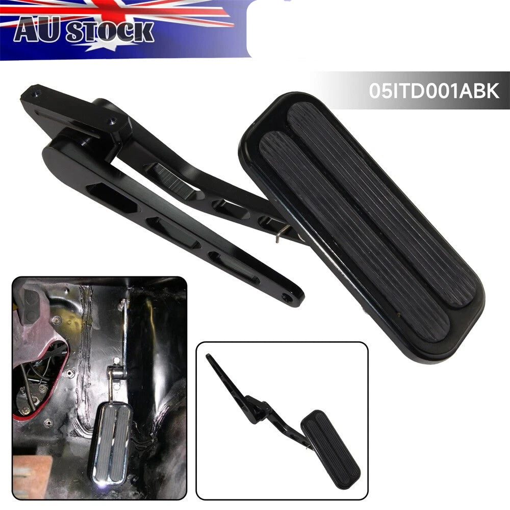 Universal Black Steel Billet Aluminum Gas Throttle Pedal Kit with Rubber Insert -05ITD001ABK by SS Racetech Rods & Customs