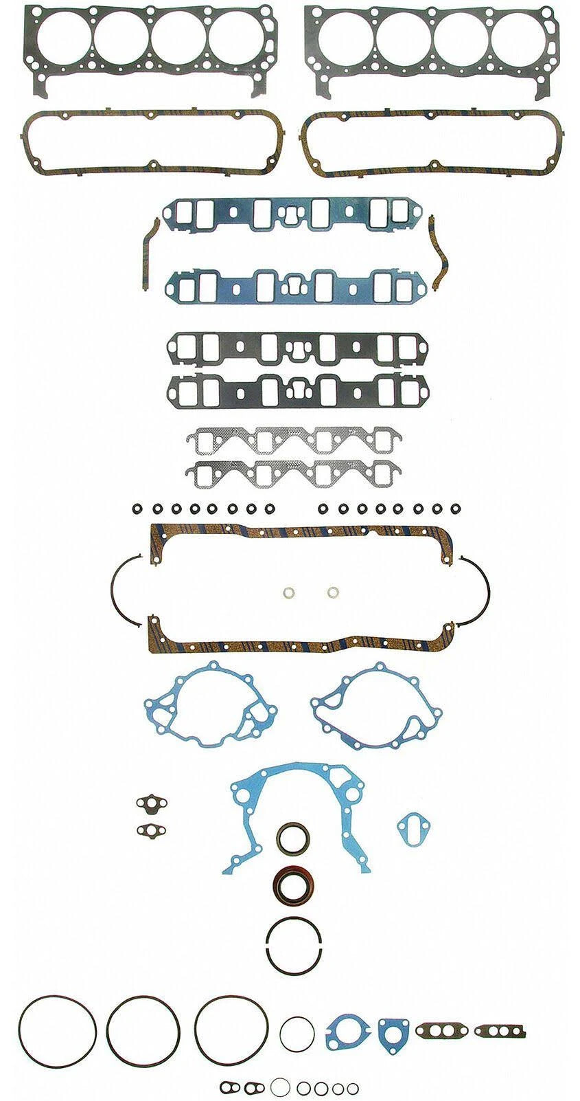 Felpro Full Gasket Set - Ford 351W Windsor 1969-75 Complete Engine Rebuild -FEL-FS8548PT2 by SS Racetech Rods & Customs