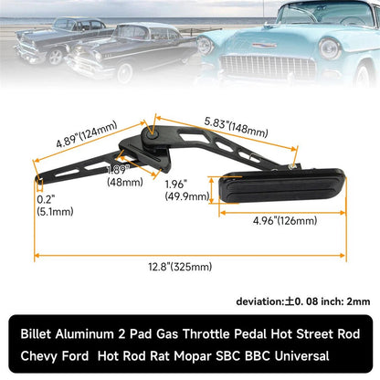 Universal Black Steel Billet Aluminum Gas Throttle Pedal Kit with Rubber Insert - 05ITD001ABKSS Racetech Rods & CustomsBRAKES AND PEDALS