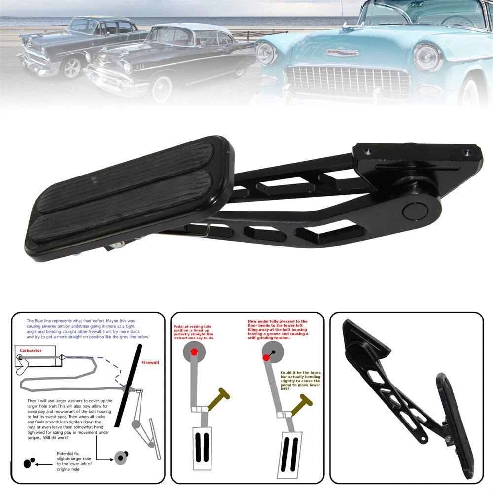 Universal Black Steel Billet Aluminum Gas Throttle Pedal Kit with Rubber Insert - 05ITD001ABKSS Racetech Rods & CustomsBRAKES AND PEDALS