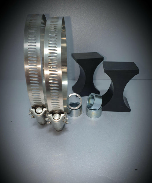 FOX-80302002A Fox 2" Shocks Universal Reservoir Mounting Kit Includes 2 Rubber Blocks, 2 #56 Clamps And 4 Spacers - SS Racetech Rods & Customs