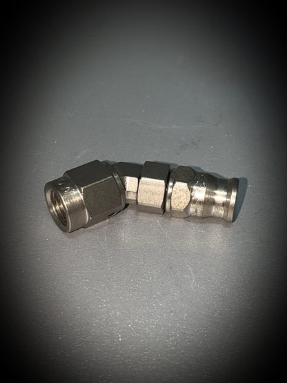 202-03  -3 45 degree hose end  - stainless