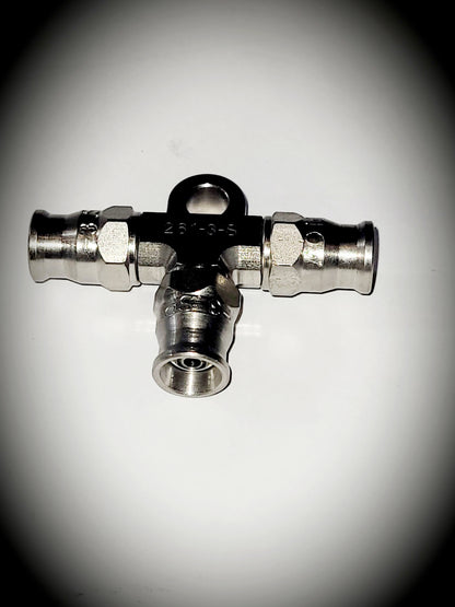 261-03-S -3 hose end tee with bracket - SS Racetech Rods & Customs