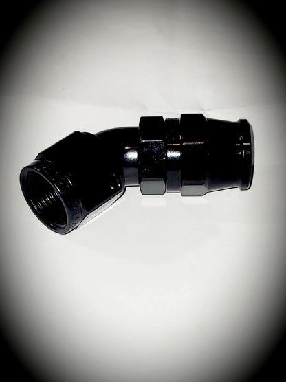 202-08-BLK -8 45 degree hose end - alloy - SS Racetech Rods & Customs