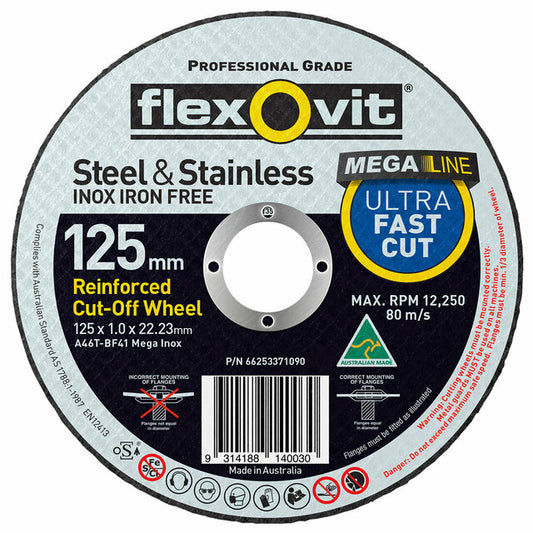 Flexovit A46T Ultra Thin Mega Inox Premium Cutting Discs