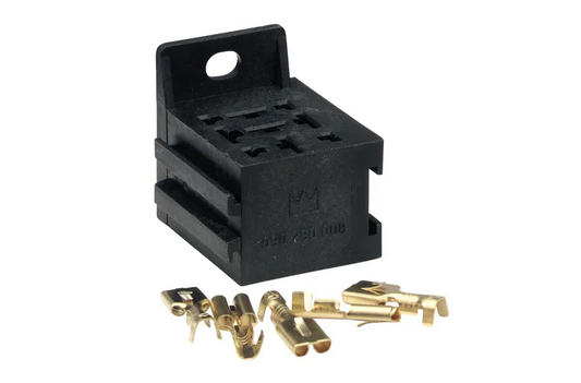 ELECTRICAL RELAY CONNECTOR suit 4 & 5 square pin relays with 6.3mm x 0.8mm flat pin connectors - 68084
