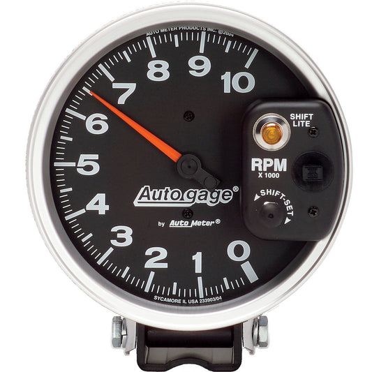 AMT-233903 Autometer Gauge, Autogage, Tachometer, 5 in., 0-10K RPM, Pedestal w/ INT. Shift Light, Black, Each - SS Racetech Rods & Customs