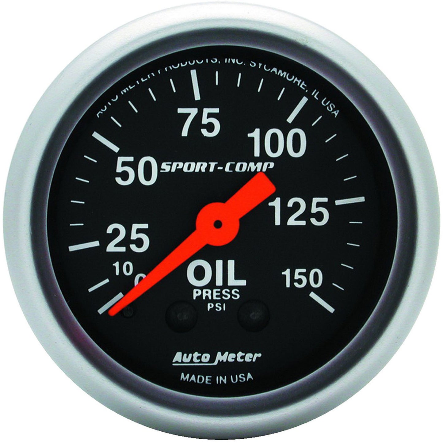 AMT-3323 Autometer Gauge, Sport-Comp, Oil Pressure, 2 1/16 in., 150psi, Mechanical, Analog, Each