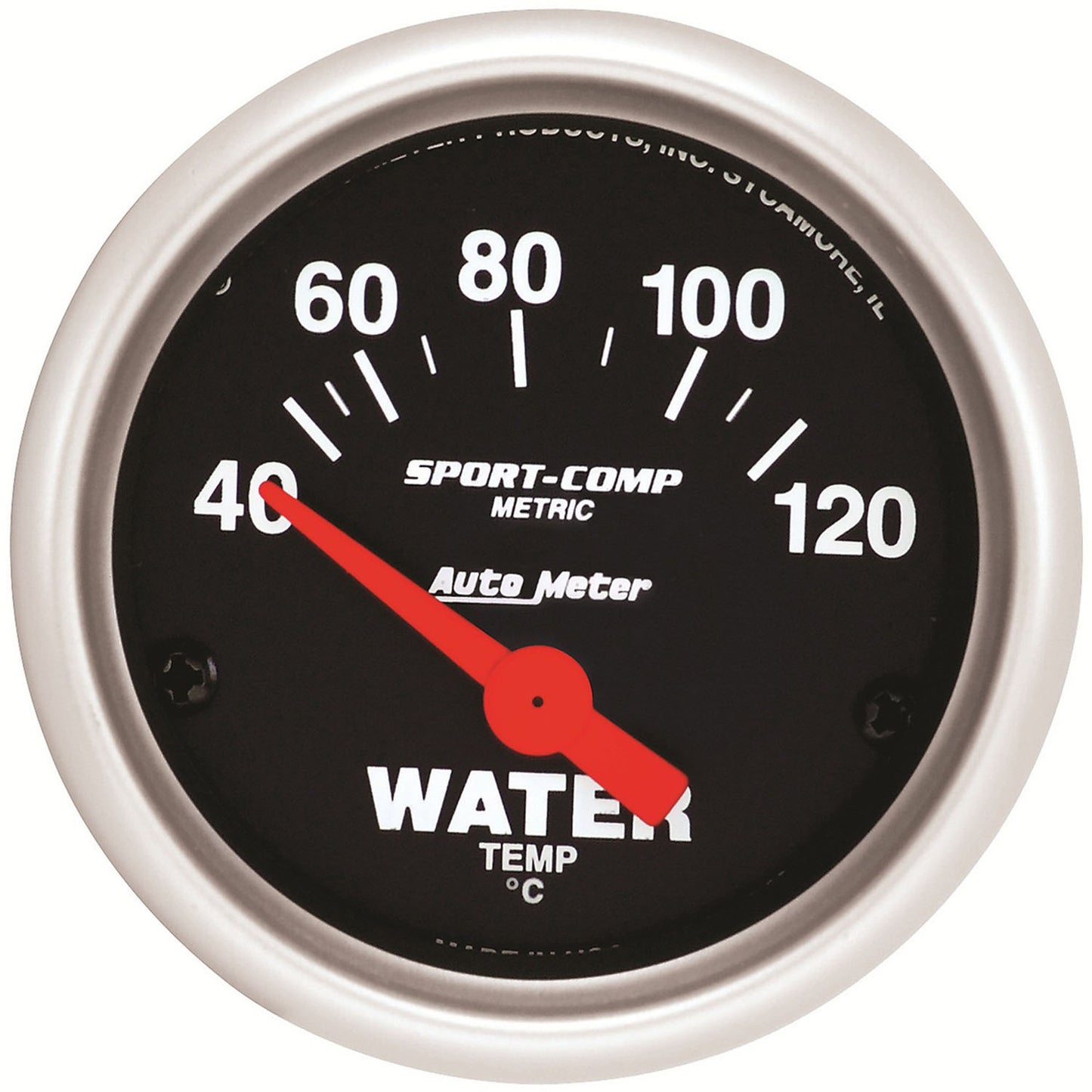 AMT-3337M Autometer Gauge, Sport-Comp, Water Temperature, 2 1/16 in., 40-120 Degrees C, Electrical, Each