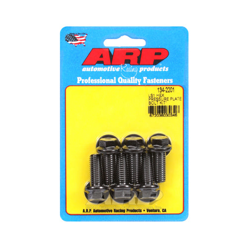 ARP-134-2201 ARP Pressure Plate Bolts, 10mm x 1.5, Hex Head, Chromoly, Black Oxide, For Chevrolet, Small Block, LS1, LS6, Kit