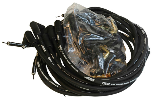 MSD-5553 MSD Spark Plug Wires, Street Fire, 8.0mm, Black, 90 Degree Plug Boots, HEI & Socket Boots/Terminals, Universal, V8, Set