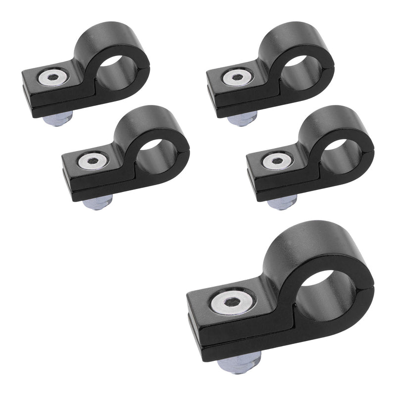 PFE157-03BK Proflow Billet 5 Piece Hose Mounting P-Clamp 5 Pack, 4.7mm ID Hole, Black