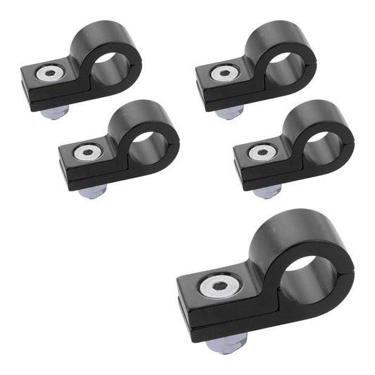 PFE157-10BK Proflow Billet 5 Piece Hose Mounting P-Clamp 5 Pack, 15.9mm ID Hole, Black