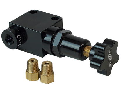 PFE386 Proflow Billet Aluminium Brake Proportioning Valve, Knob Adjustment, 3/8in. x24, Single Inlet/Outlet, Each - SS Racetech Rods & Customs