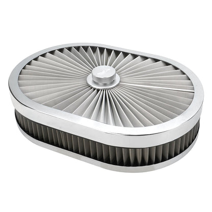 PFEAF-300076S Proflow Air Filter Assembly Flow Top Oval Stainless Steel 12in. x 9in. x 3in. Suit 5-1/8in. Flat Base