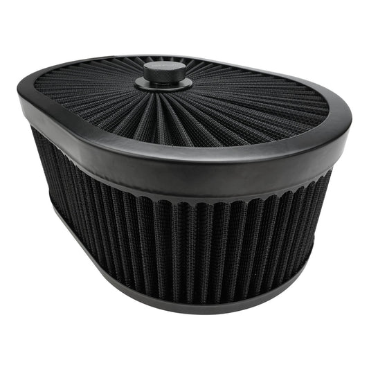 PFEAF-300127B Proflow Air Filter Assembly Flow Top Oval Black 12in. x 9in. x 5in. Suit 5-1/8in. Flat Base by SS Racetech Rods & Customs