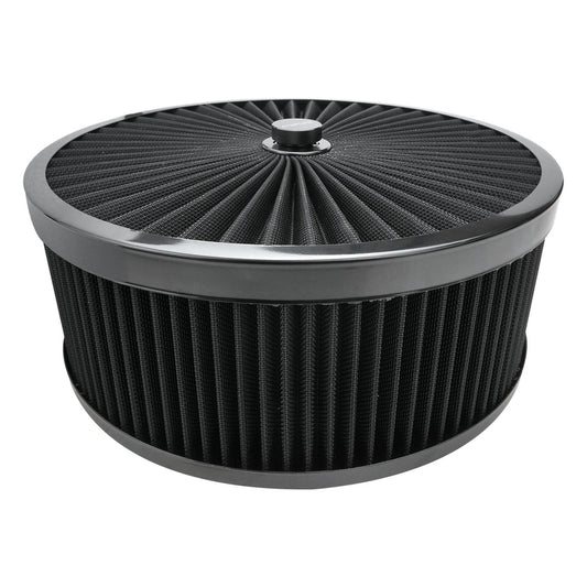 PFEAF-350127B Proflow Air Filter Assembly Flow Top Round Black 14in. x 5in. Suit 5-1/8in. Neck Recessed Base by SS Racetech Rods & Customs