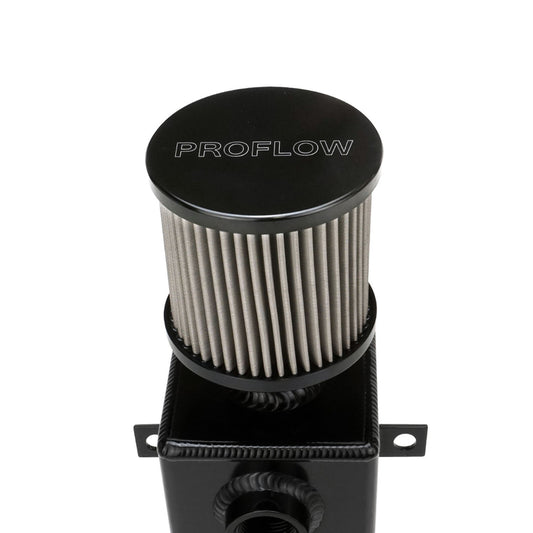 PFECC1-BK Proflow Oil Breather 1 Lt Tank, Catch Can, Square Aluminium, Black, Filtered Breather, Universal, Each - SS Racetech Rods & Customs
