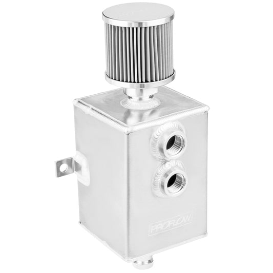 PFECC1 Proflow Oil Breather 1 Lt Tank, Catch Can, Square Aluminium, Natural, Filtered Breather, Universal, Each - SS Racetech Rods & Customs