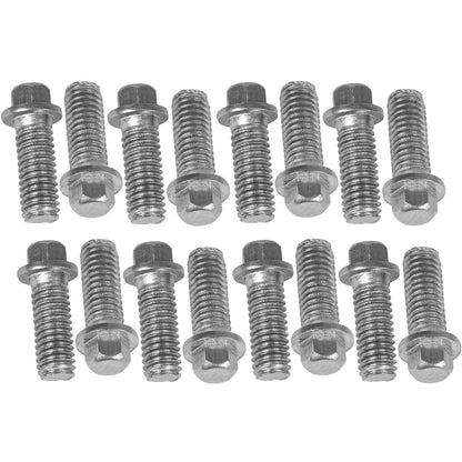 PFEEHBST Proflow Header Bolts, Hex Head, 3/8 in. Stainless Steel, For Chevrolet, For Ford, Set of 16 - SS Racetech Rods & Customs