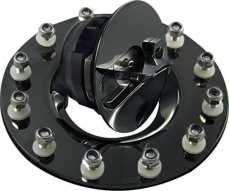 PFEFC001BK Proflow Fuel Cell, Tank Flush Mount Cap 12 bolt Black Aluminium Cap w/Mount Kit, (Series 1)